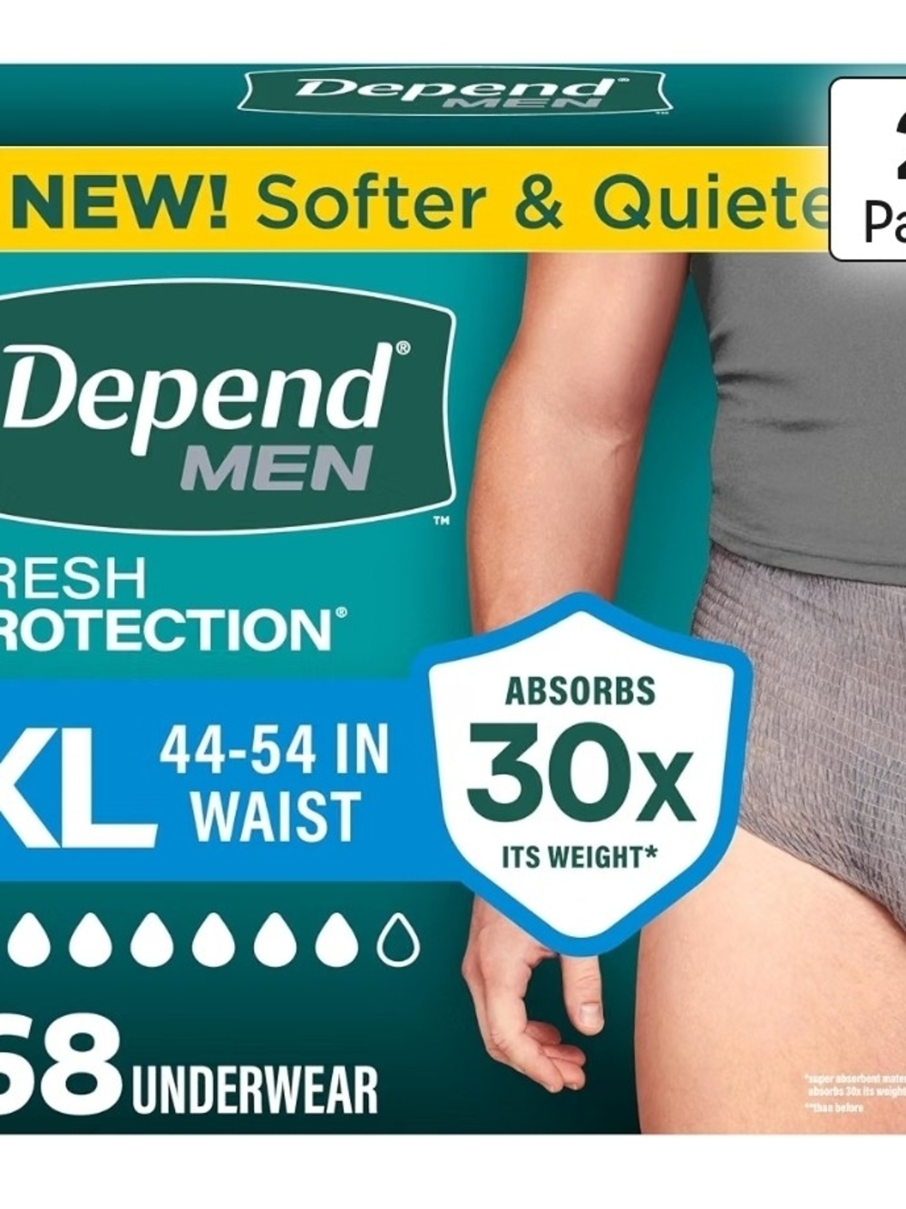 XL Incontinence Underwear - Gray, Fresh Protection
